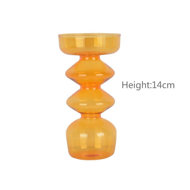 Moderner Glas Kerzenhalter-Orange | Karnz
