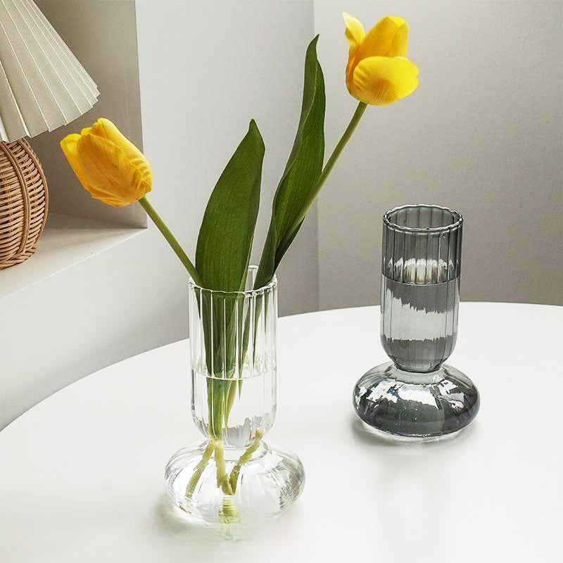 Glas gestreifter Zylinder-Vase | Karnz