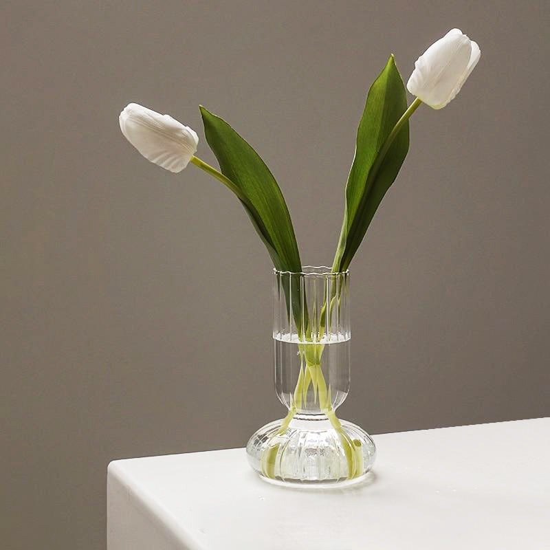 Glas gestreifter Zylinder-Vase | Karnz