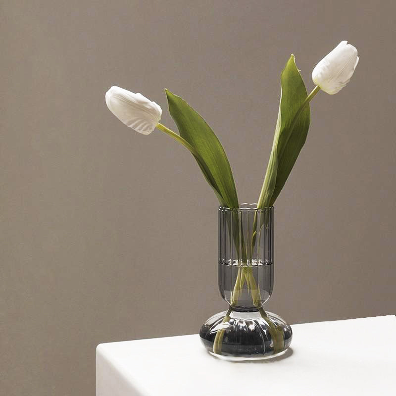 Glas gestreifter Zylinder-Vase | Karnz
