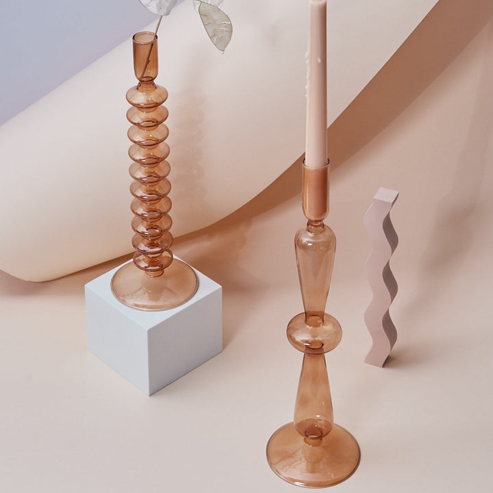 Moderner Glas-Kerzenhalter-Braun | Karnz