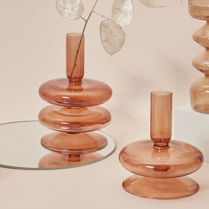 Moderner Glas-Kerzenhalter-Braun | Karnz