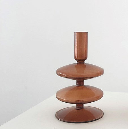 Moderner Glas-Kerzenhalter-Braun | Karnz