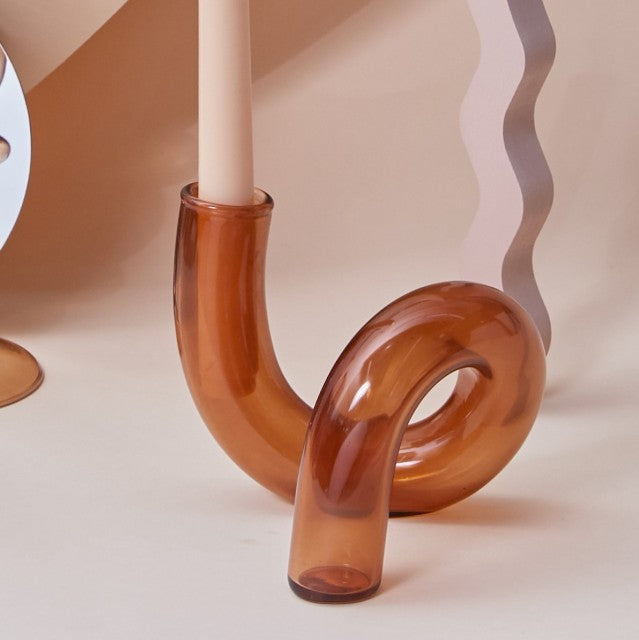 Moderner Glas-Kerzenhalter-Braun | Karnz