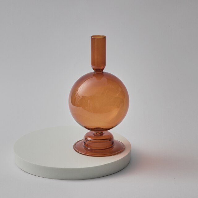 Moderner Glas-Kerzenhalter-Braun | Karnz
