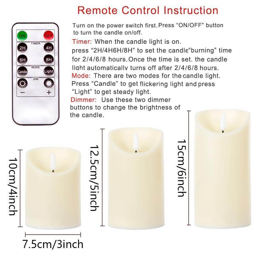 3pcs Fernbedienung LED Flammenlose Kerze | Karnz