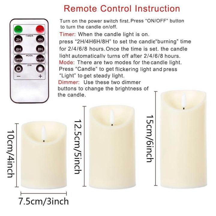 3pcs Fernbedienung LED Flammenlose Kerze | Karnz