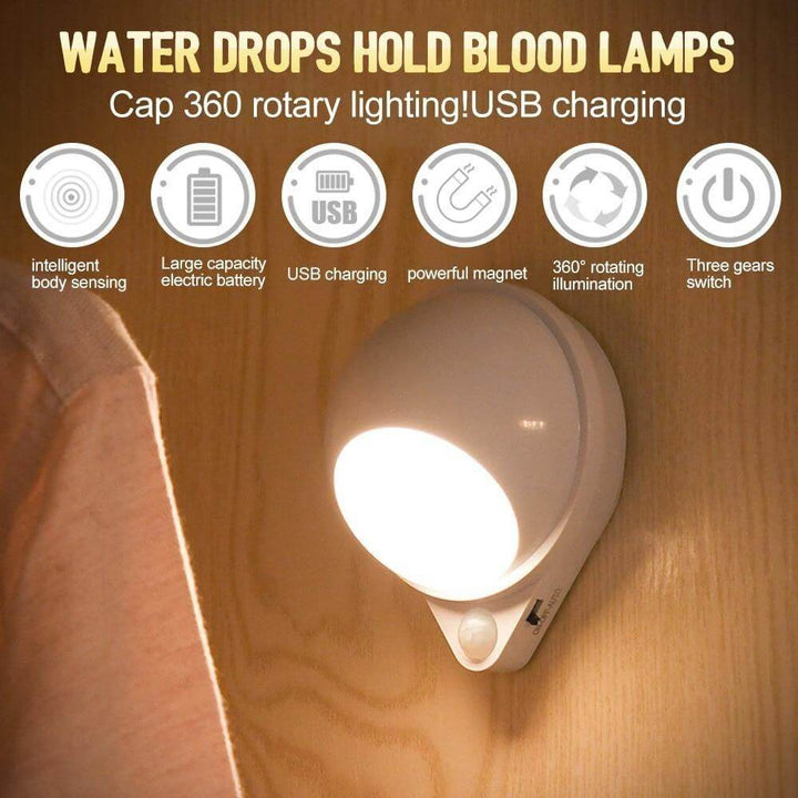 360 Rotierende Wasserfall Körpererkennungsaufladbare Lampe | Karnz
