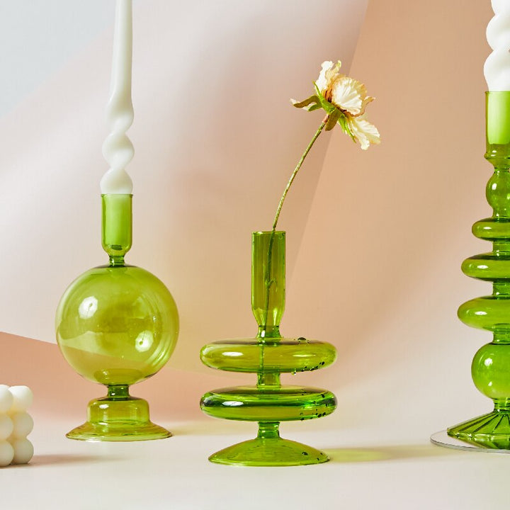 Moderner Glas Kerzenhalter-Limette | Karnz