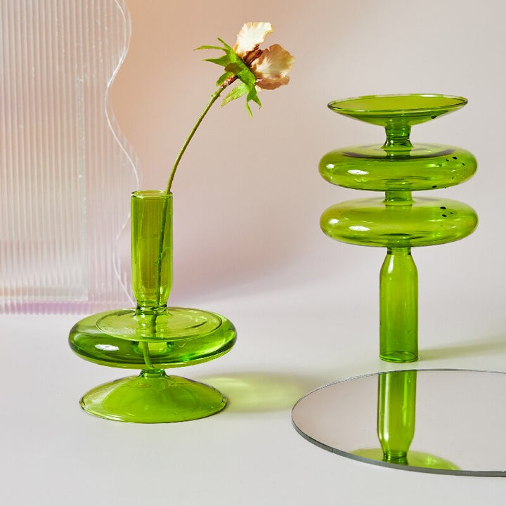 Moderner Glas Kerzenhalter-Limette | Karnz