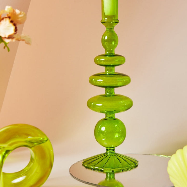 Moderner Glas Kerzenhalter-Limette | Karnz