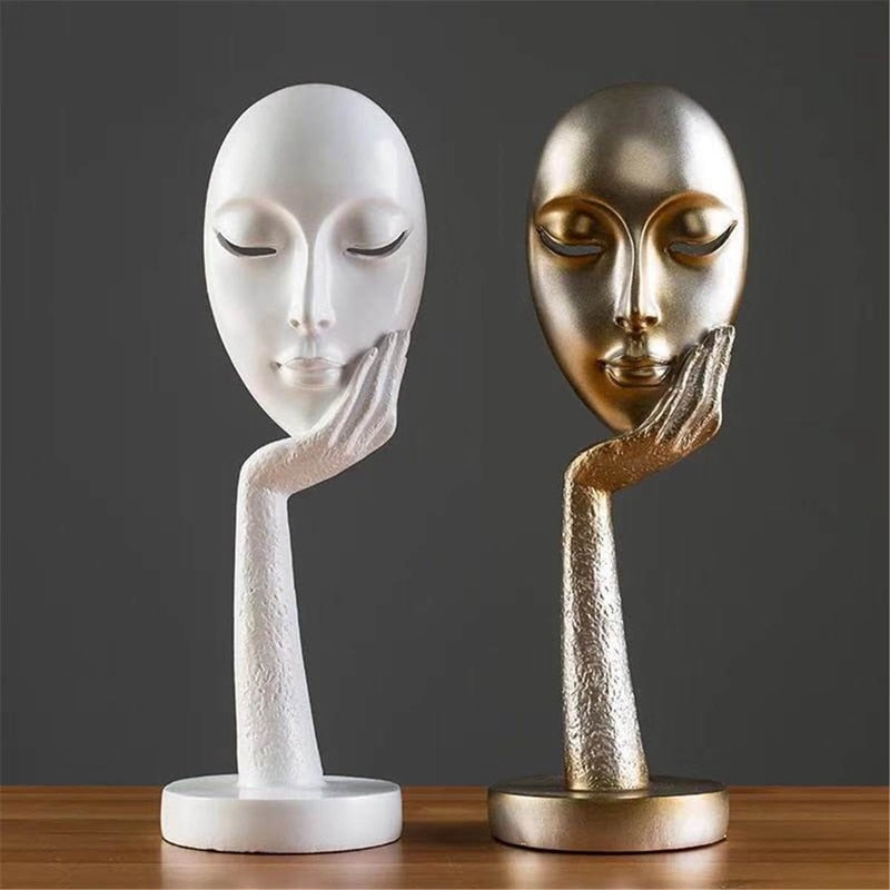 Moderne abstrakte menschliche Gesichts Kunststatue | Karnz