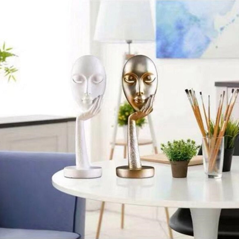 Moderne abstrakte menschliche Gesichts Kunststatue | Karnz