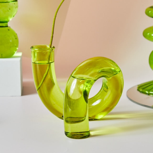Moderner Glas Kerzenhalter-Limette | Karnz