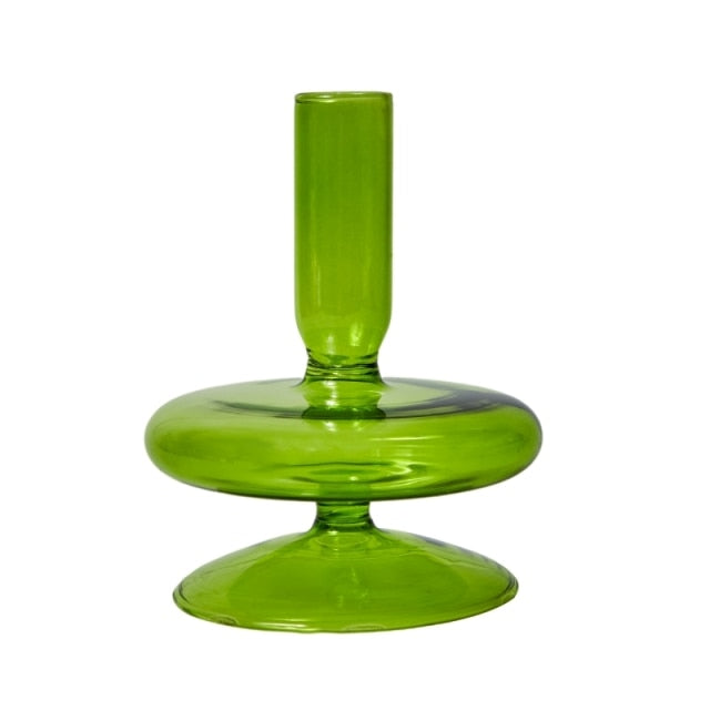 Moderner Glas Kerzenhalter-Limette | Karnz
