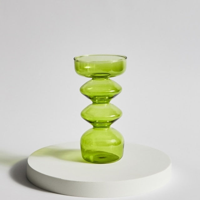 Moderner Glas Kerzenhalter-Limette | Karnz