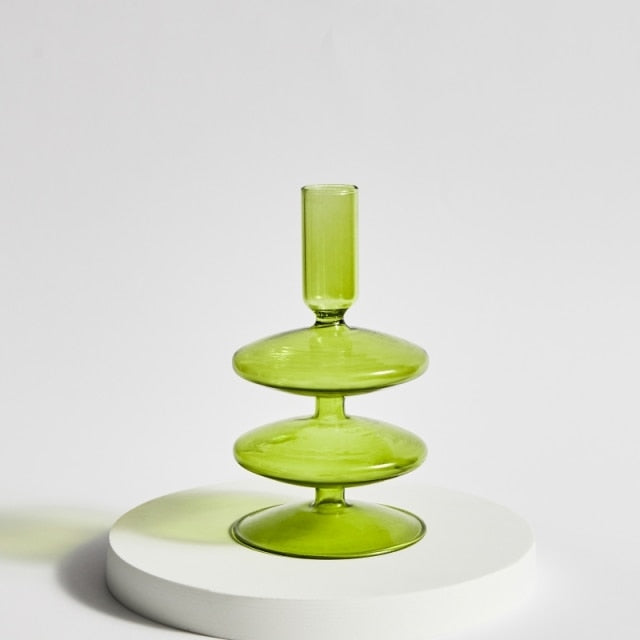 Moderner Glas Kerzenhalter-Limette | Karnz