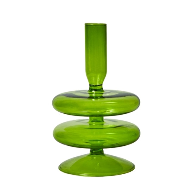 Moderner Glas Kerzenhalter-Limette | Karnz
