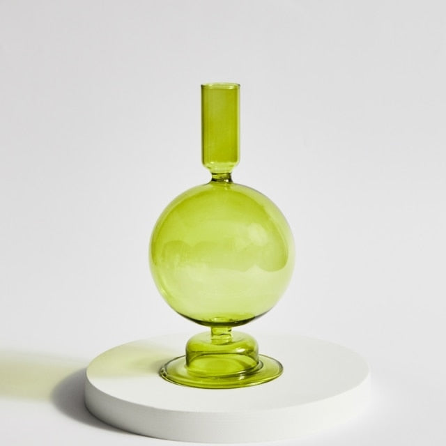 Moderner Glas Kerzenhalter-Limette | Karnz