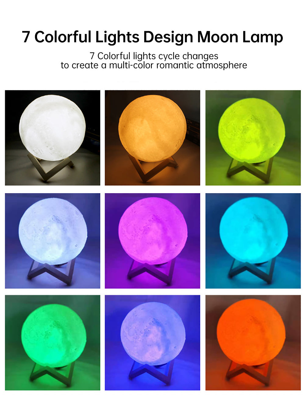 3D Light Touch Switch Wiederaufladbare Mond Nachtlampe | Karnz