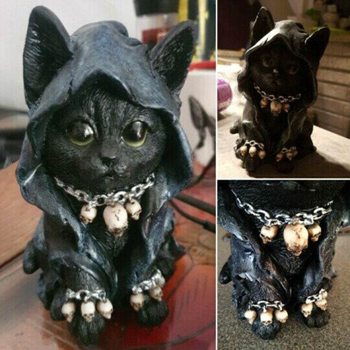 Resin Schwarze Katze Statue Dekor | Karnz