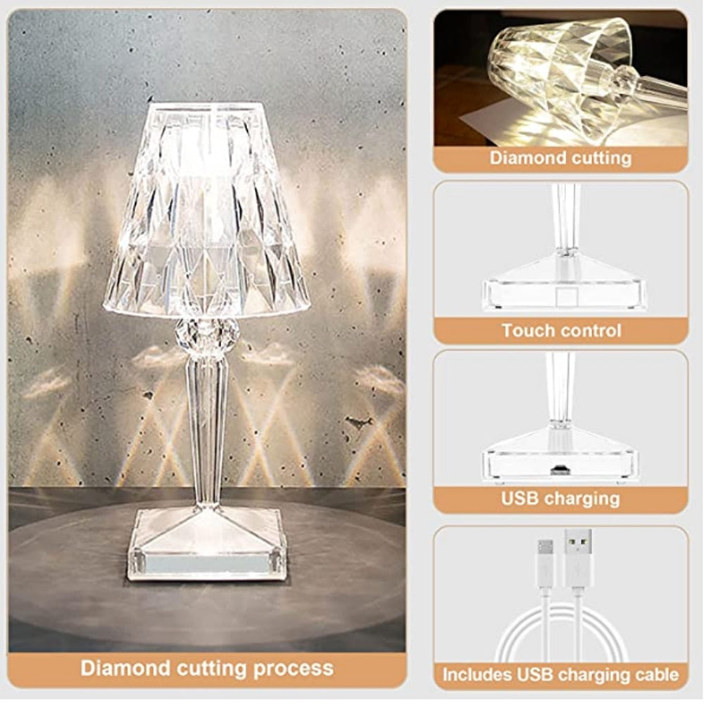 Diamant Acryl Tischlampe | Karnz