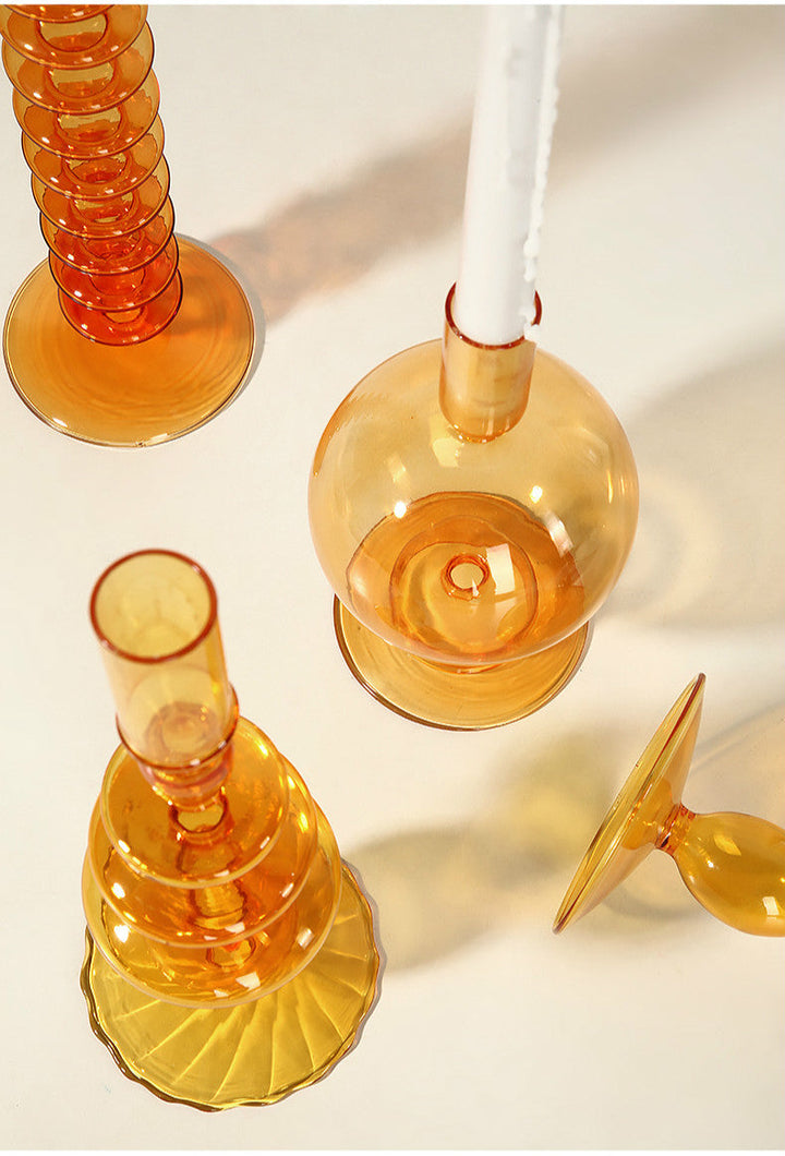 Moderner Glas Kerzenhalter-Orange | Karnz