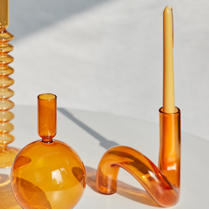 Moderner Glas Kerzenhalter-Orange | Karnz