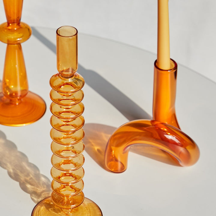 Moderner Glas Kerzenhalter-Orange | Karnz