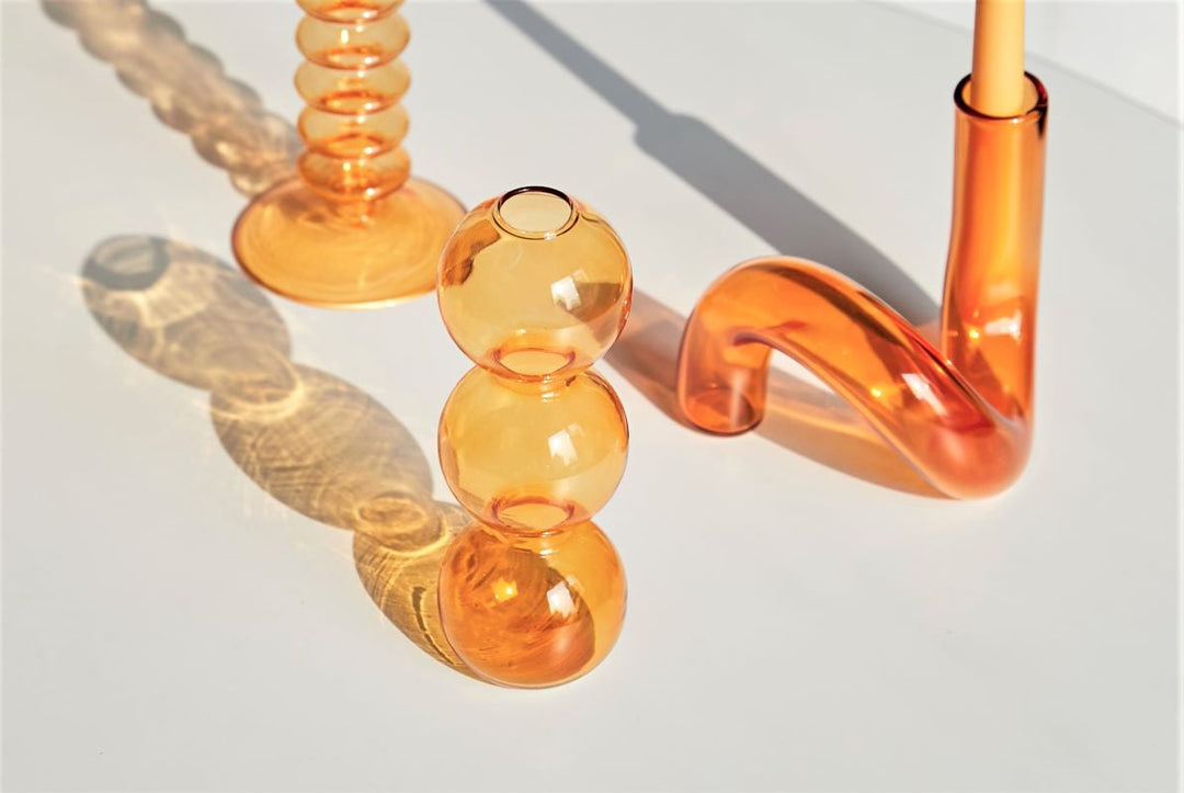 Moderner Glas Kerzenhalter-Orange | Karnz