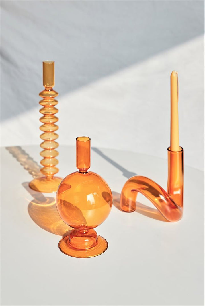 Moderner Glas Kerzenhalter-Orange | Karnz