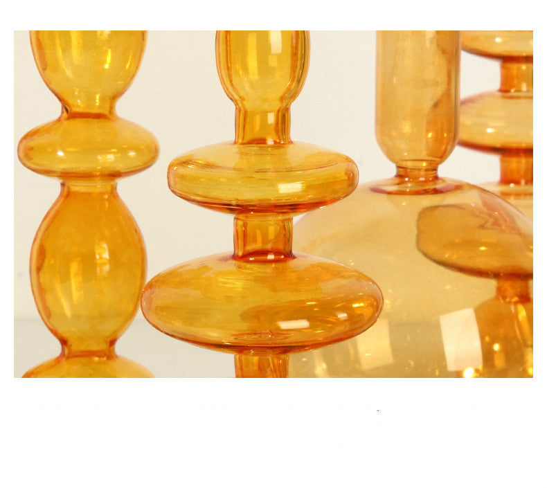 Moderner Glas Kerzenhalter-Orange | Karnz
