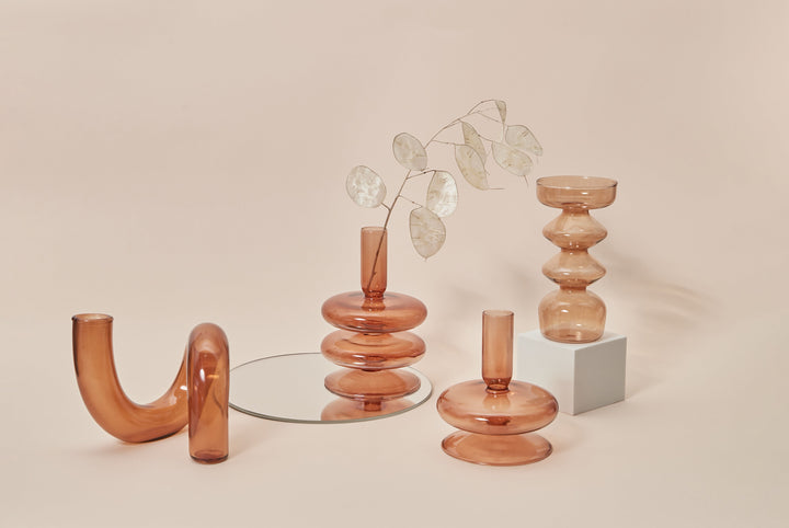 Moderner Glas-Kerzenhalter-Braun | Karnz