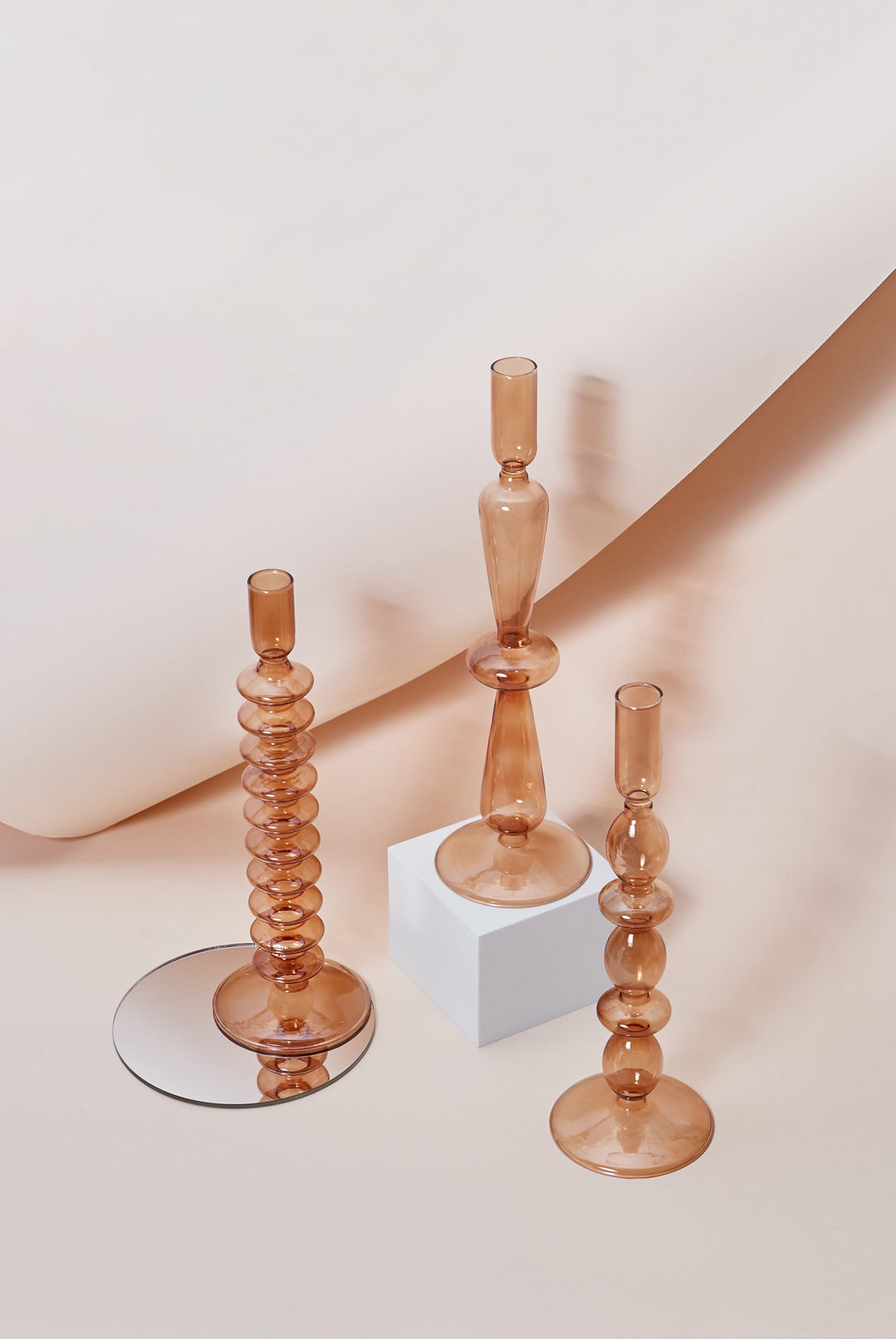 Moderner Glas-Kerzenhalter-Braun | Karnz