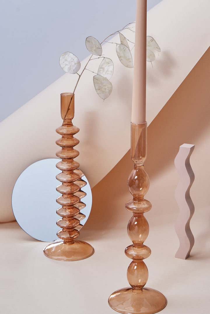 Moderner Glas-Kerzenhalter-Braun | Karnz