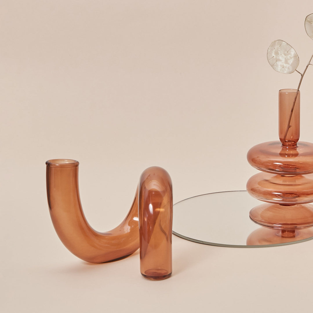 Moderner Glas-Kerzenhalter-Braun | Karnz