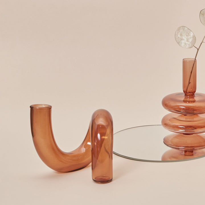 Moderner Glas-Kerzenhalter-Braun | Karnz