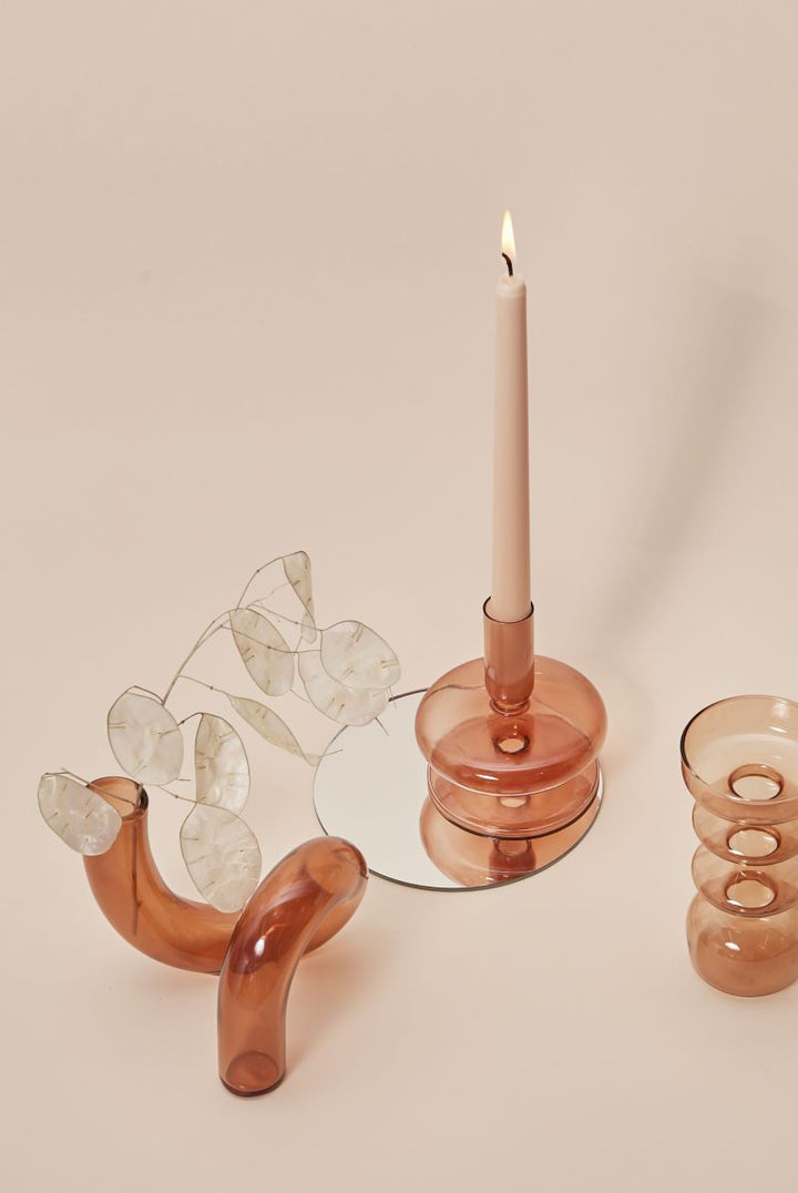 Moderner Glas-Kerzenhalter-Braun | Karnz