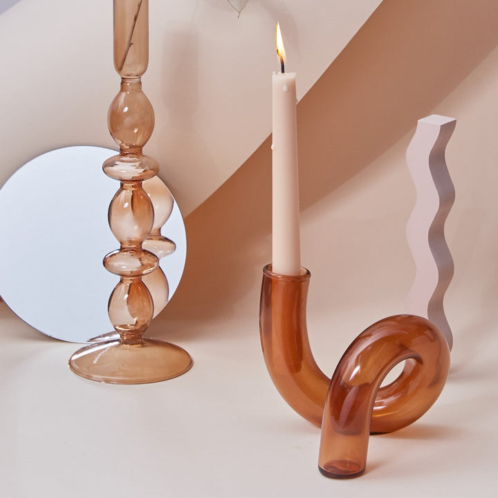 Moderner Glas-Kerzenhalter-Braun | Karnz