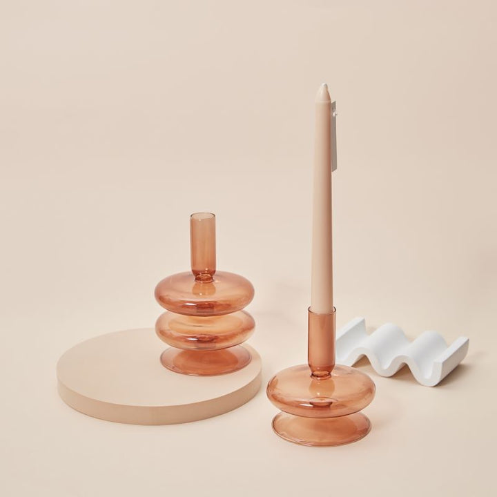 Moderner Glas-Kerzenhalter-Braun | Karnz