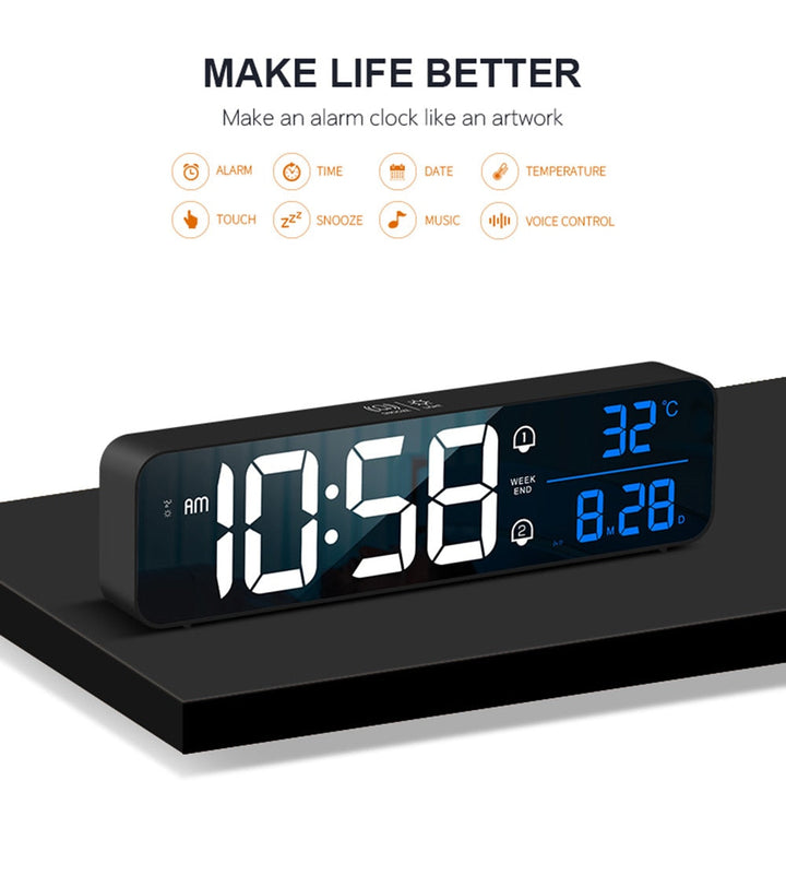 Smart Digital LED Musik Alarm Temperatur Uhr