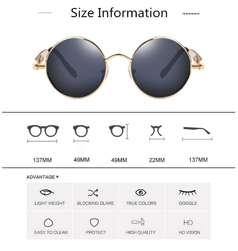 Kreative Runde Retro Runde Metall Sonnenbrille | Karnz