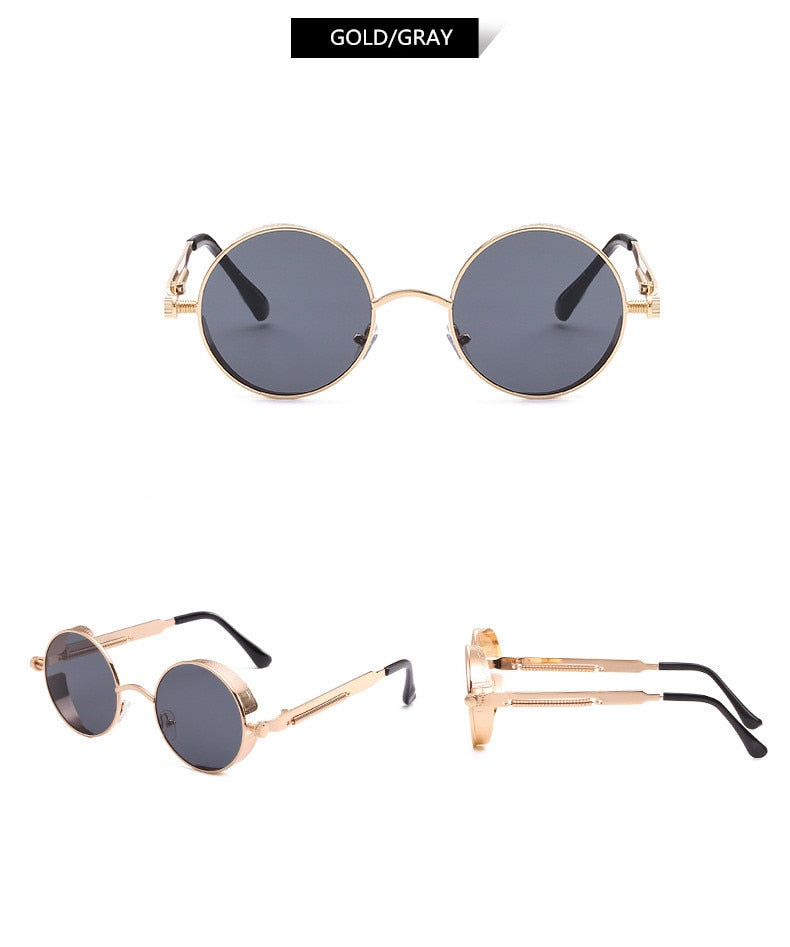 Kreative Runde Retro Runde Metall Sonnenbrille | Karnz