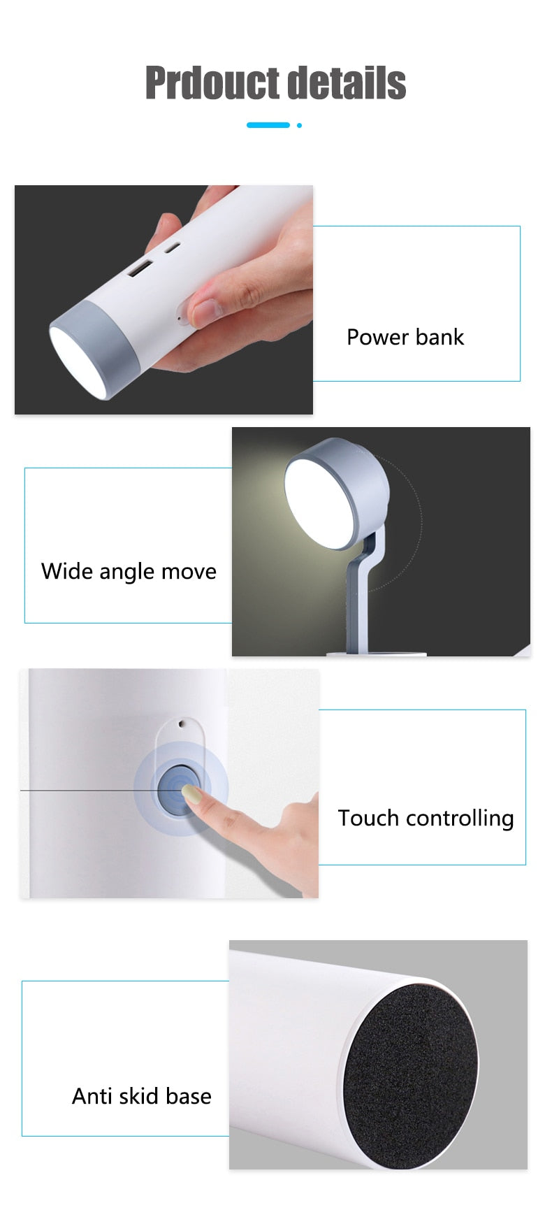 LED Mini RechargeaKarnze Power Bank Schreibtischlampe