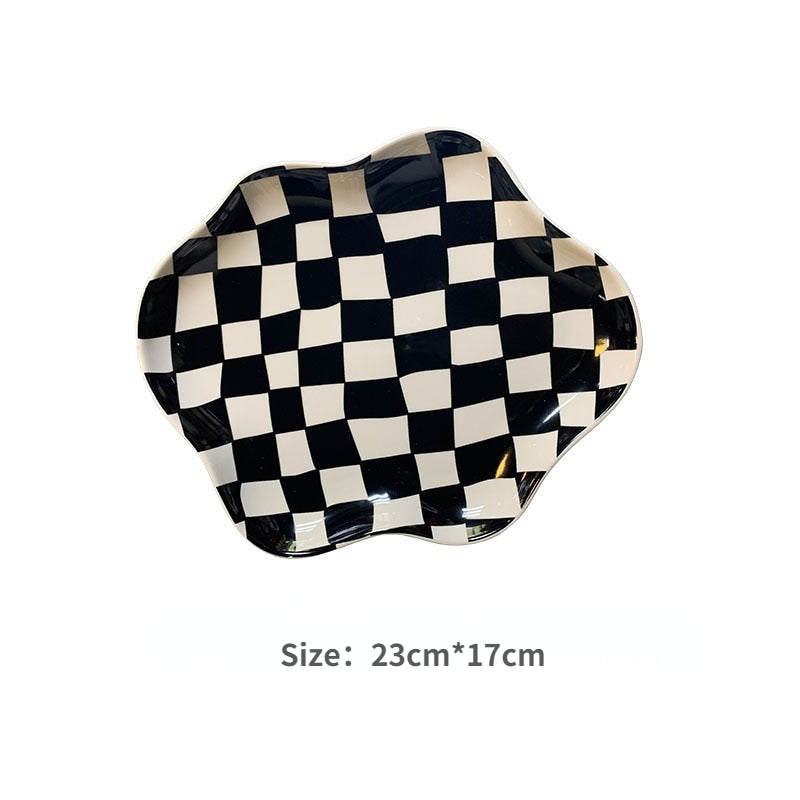 Wavy Edge Schachbrett-Tablett - Schwarz, Grün | Karnz
