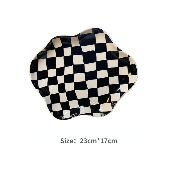 Wavy Edge Schachbrett-Tablett - Schwarz, Grün | Karnz