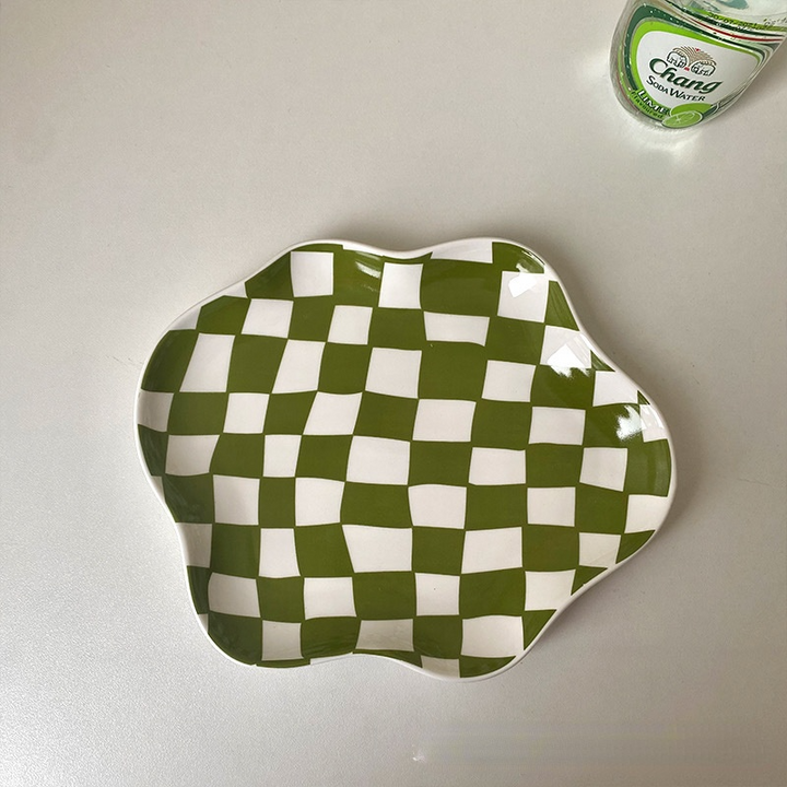 Wavy Edge Schachbrett-Tablett - Schwarz, Grün | Karnz