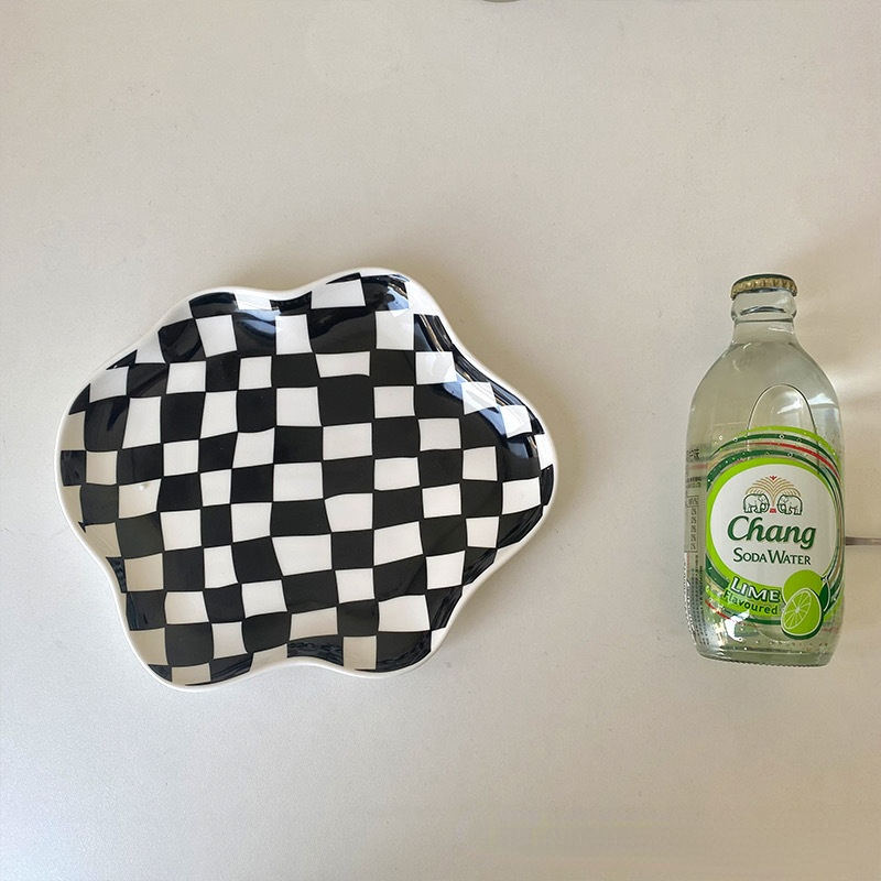 Wavy Edge Schachbrett-Tablett - Schwarz, Grün | Karnz