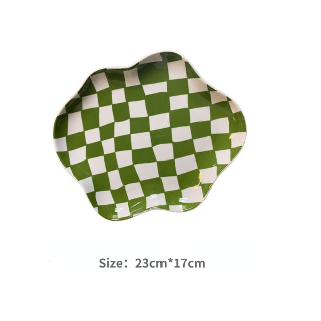 Wavy Edge Schachbrett-Tablett - Schwarz, Grün | Karnz