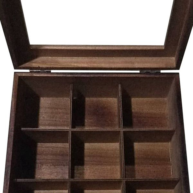 Große Teeaufbewahrungsbox aus Holz mit Gitterstruktur